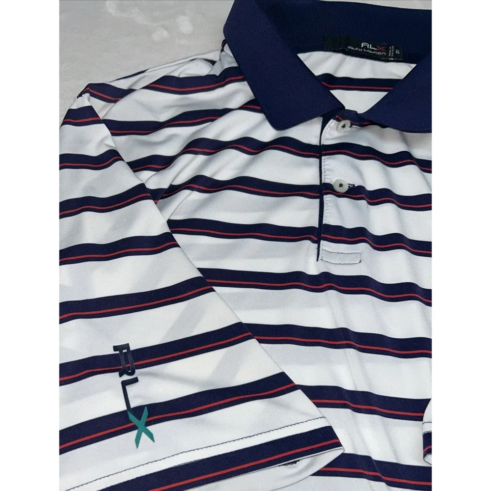 RLX Ralph Lauren Men's XL Dri Fit Polo, Wolf Creek, Stripes, Red/White/Blue‎